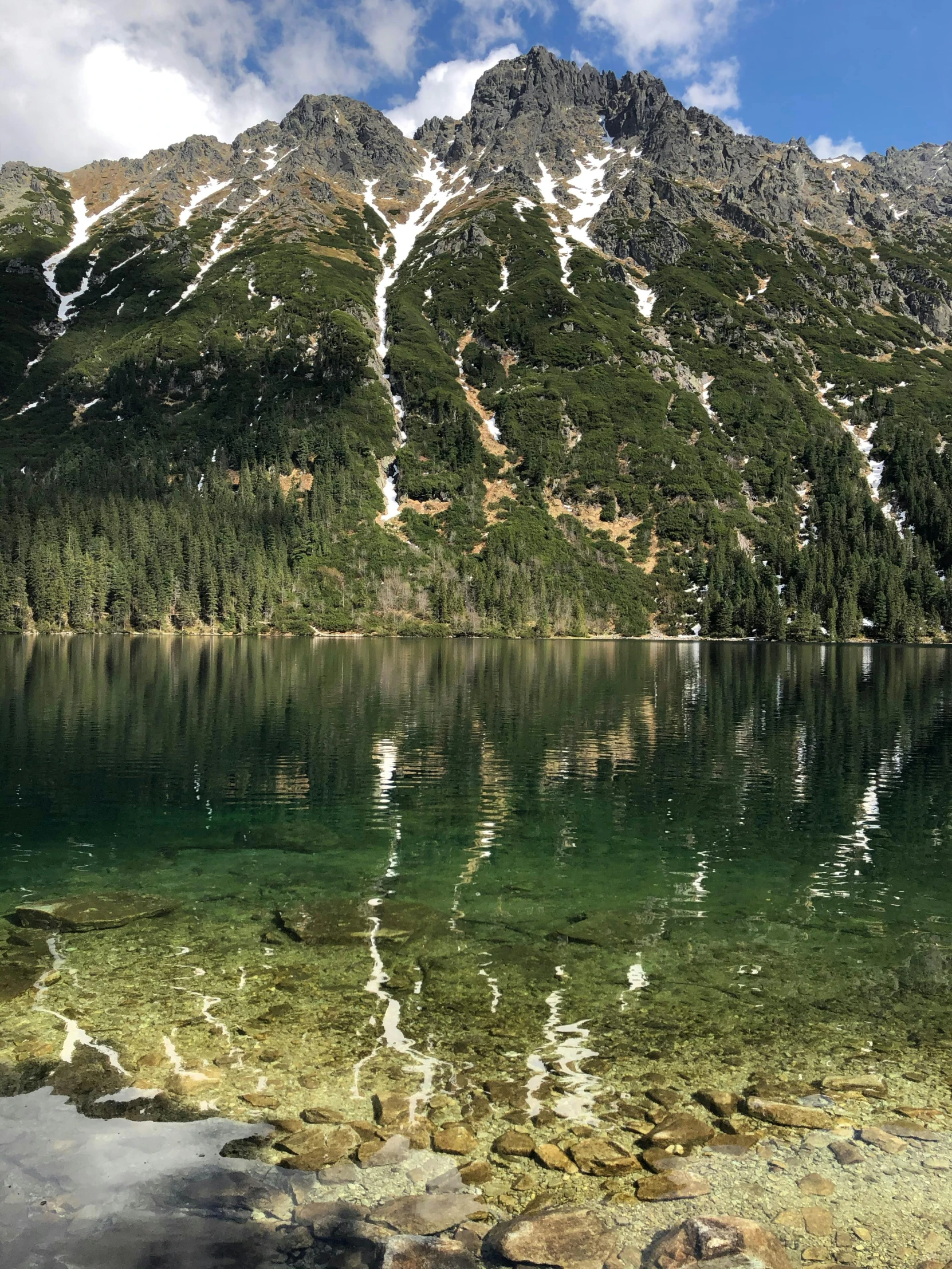 there are some clouds in the sky above a lake