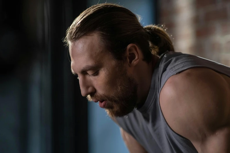 a close up of a man with a beard