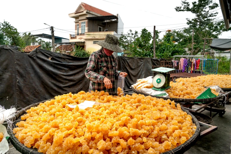 the giant serving platter is covered with large chunks of pasta