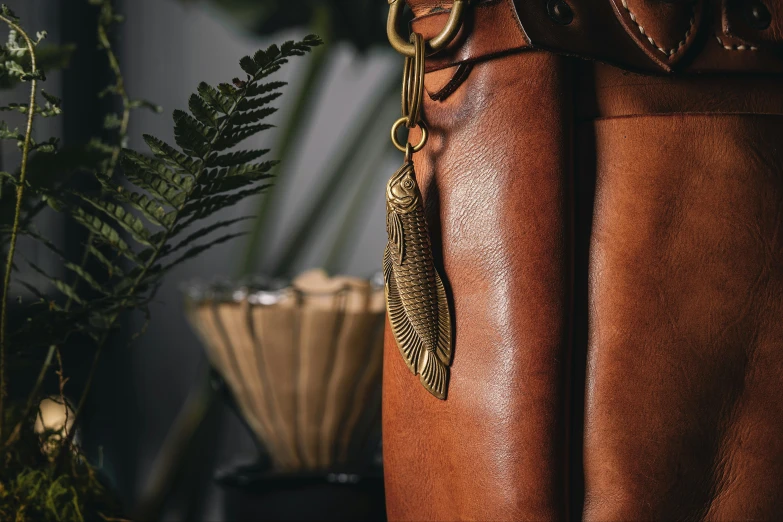 the side view of a women's leather purse