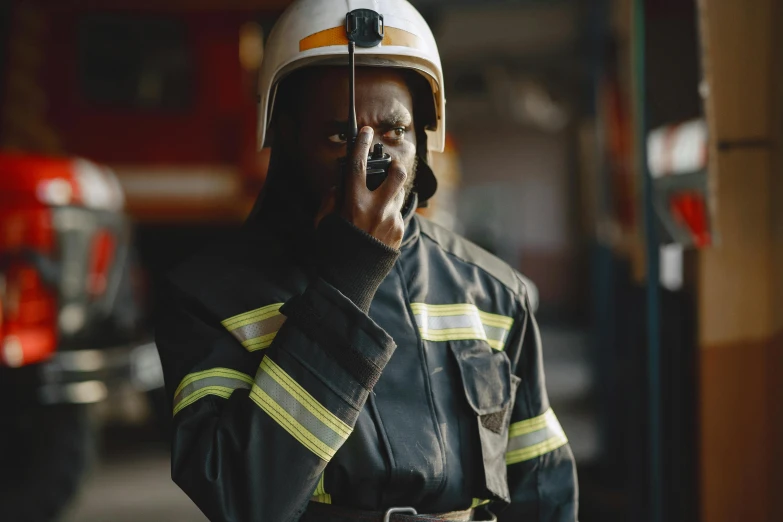 a firefighter wearing a helmet and jacket