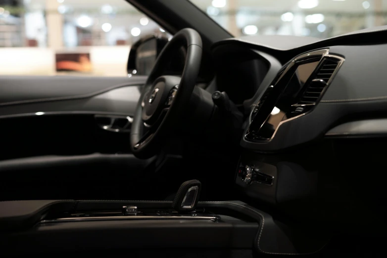 a view inside the driver's seat of a vehicle