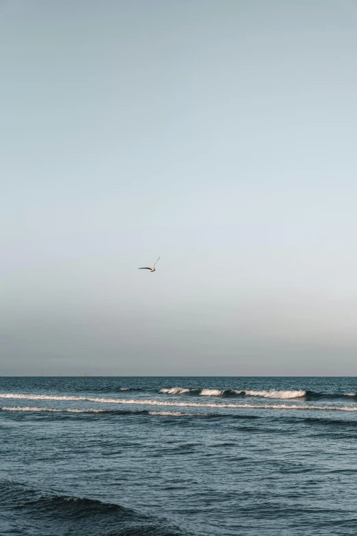 two people watching an airplane fly in the sky over the water