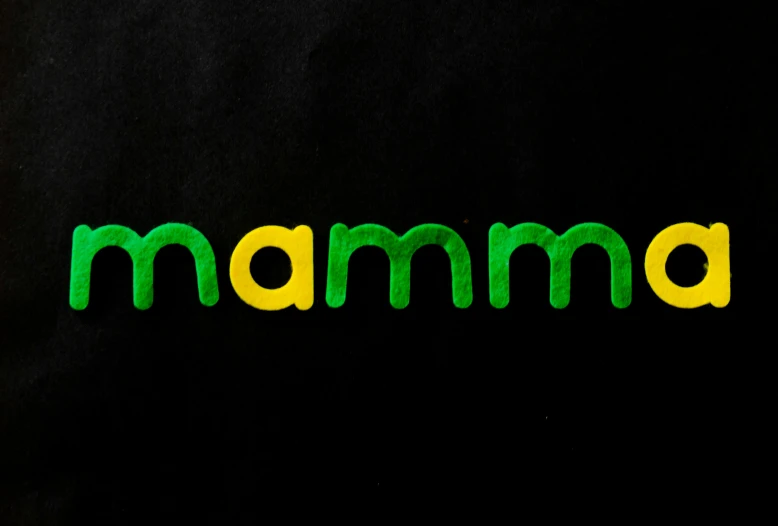 the word mamma painted in various colors and letters