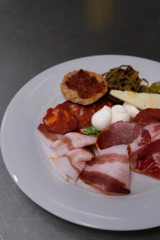 plate with food on white plate on table