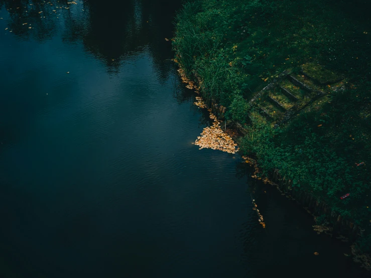 a lake surrounded by green trees and rocks