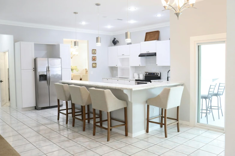 modern home kitchen with island seating and modern appliances