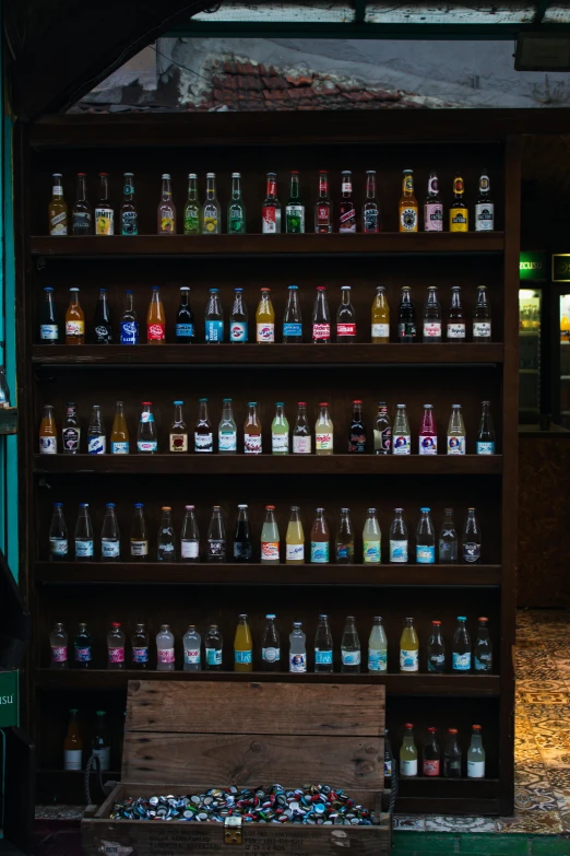 the store has many bottles of alcoholic liquor