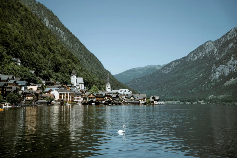 a lake with a bunch of houses on it