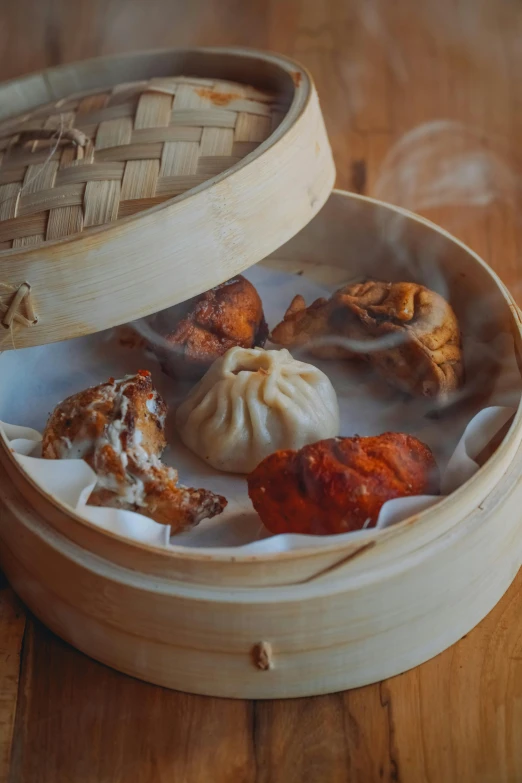 a small tray with some foods in it