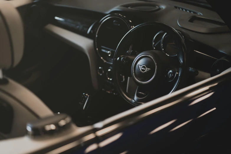 the steering wheel, dashboard and dashboard console in a vehicle