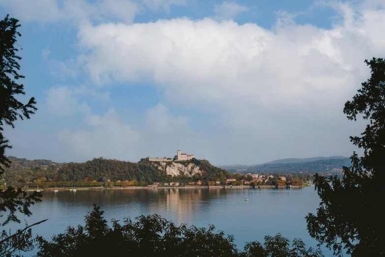 a beautiful view of water and a castle