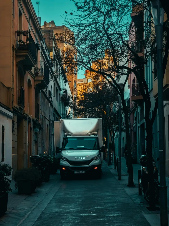 a truck that is on the side of a road