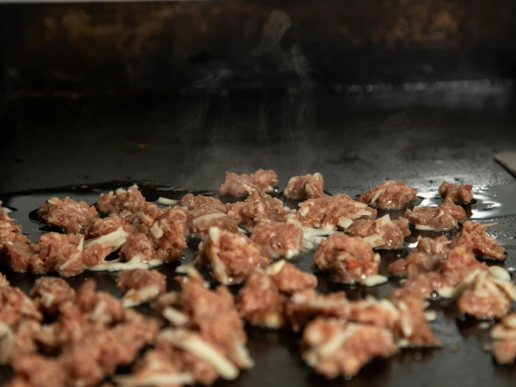 a close up of food on the grill