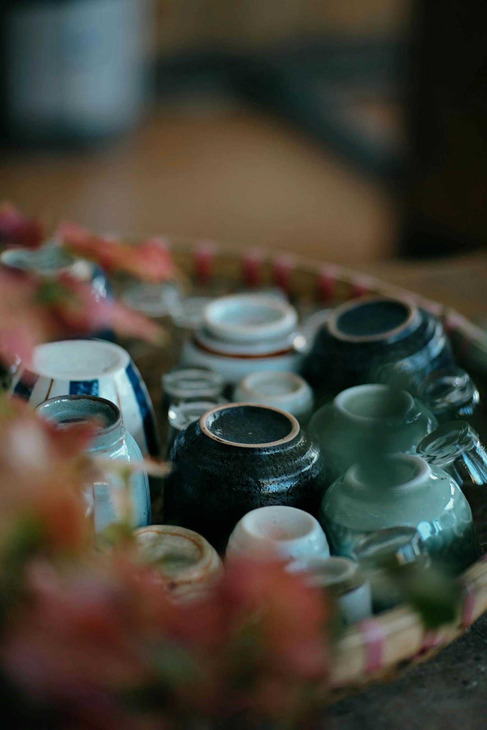 a plate full of various types of bottles