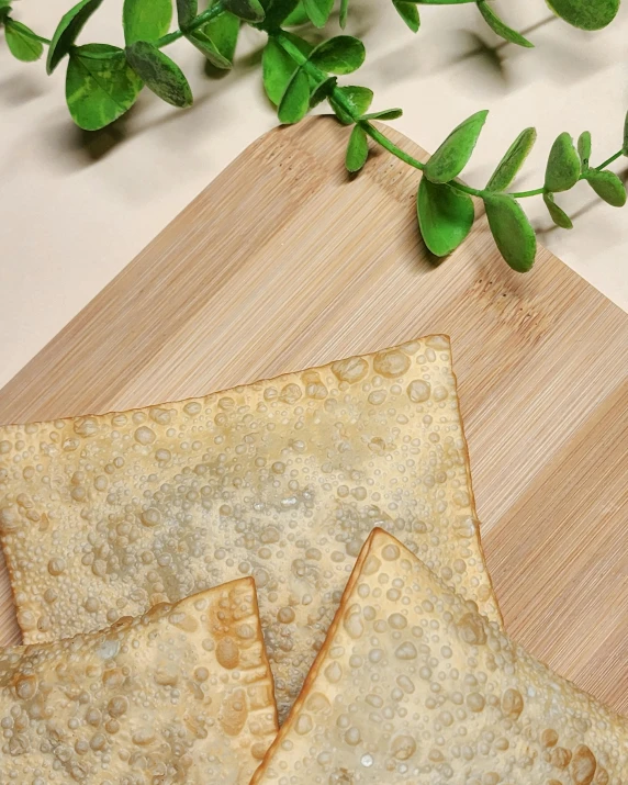 a couple of  boards on a table with plants