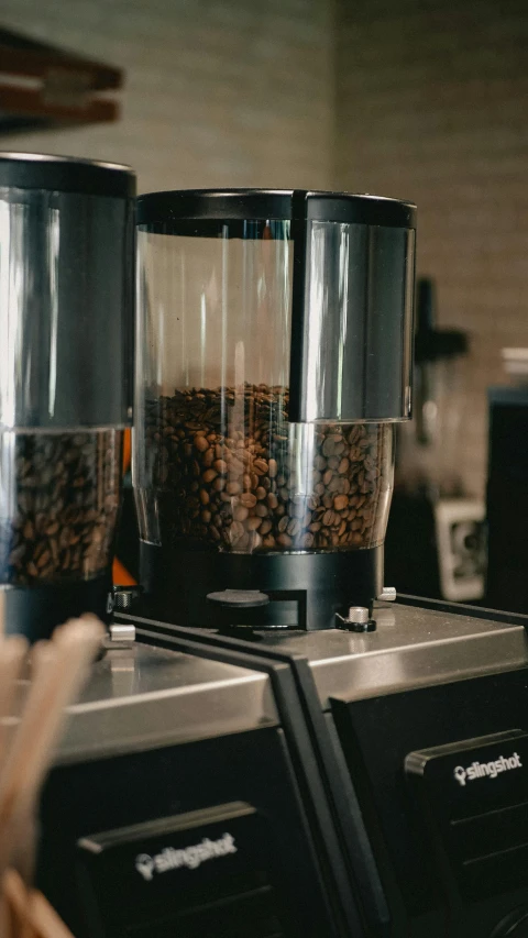 coffee machines in a cafe that sell coffee beans