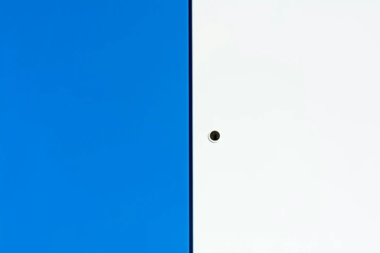 two doors one is white and one is blue