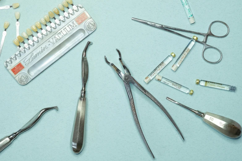 different tools are laid out on a table