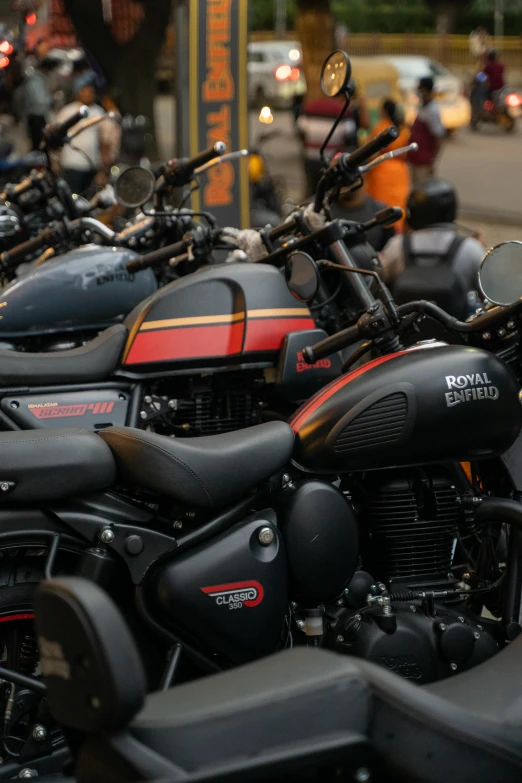 there are many motorcycles parked next to each other