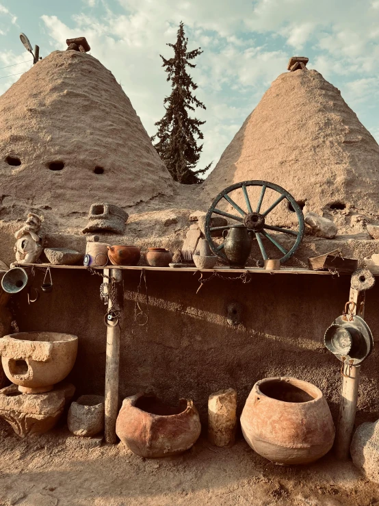 an image of pots on display on a shelf