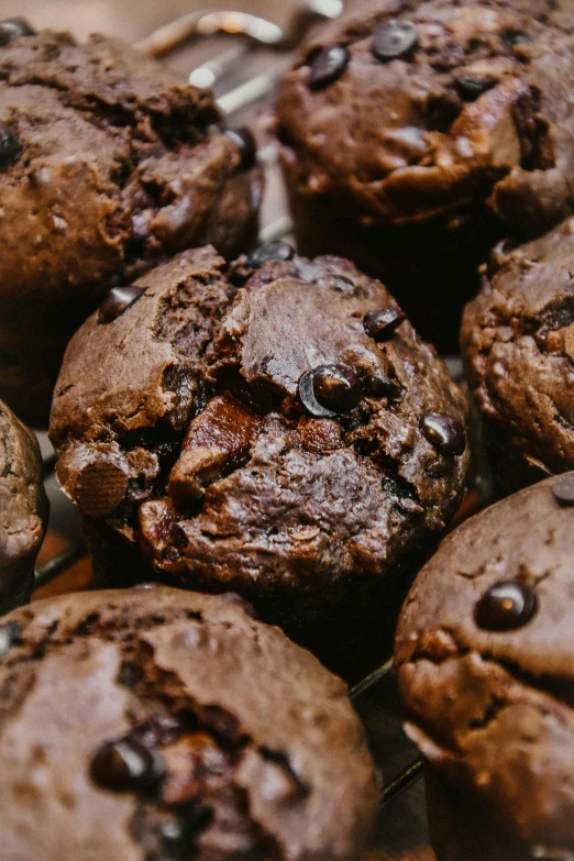 an image of chocolate chip muffins on a cooling rack