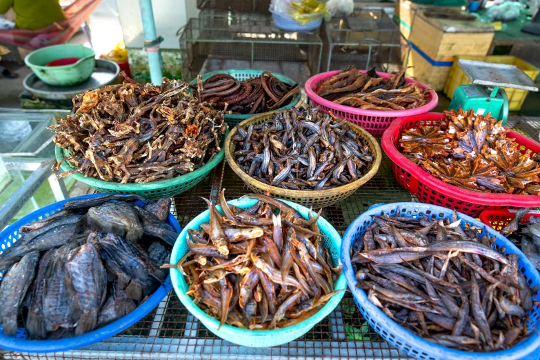 the fresh bugs are in their baskets for sale