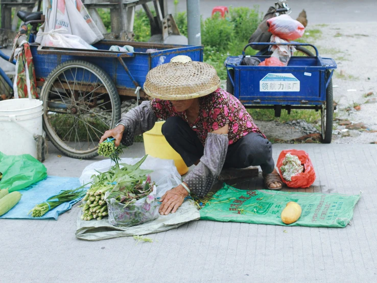 a woman is putting flowers into some pots