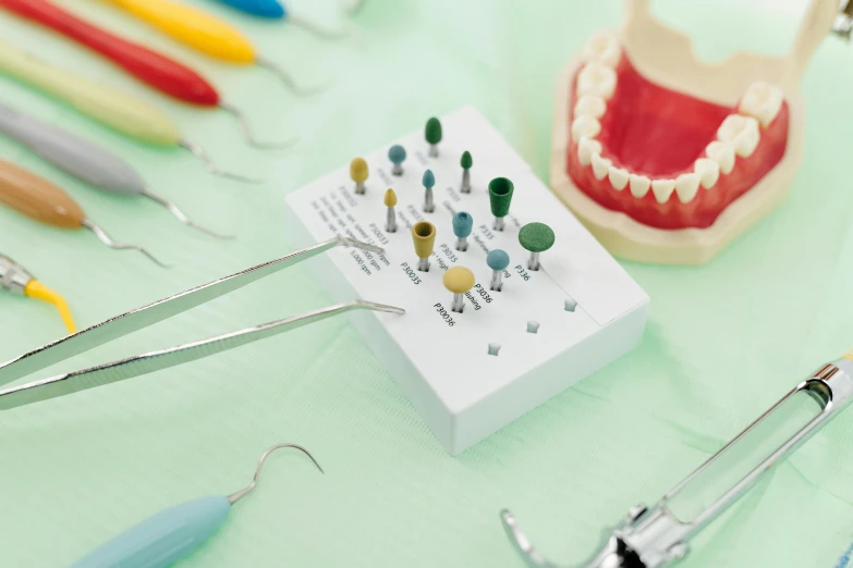 dental tools sit on top of a table