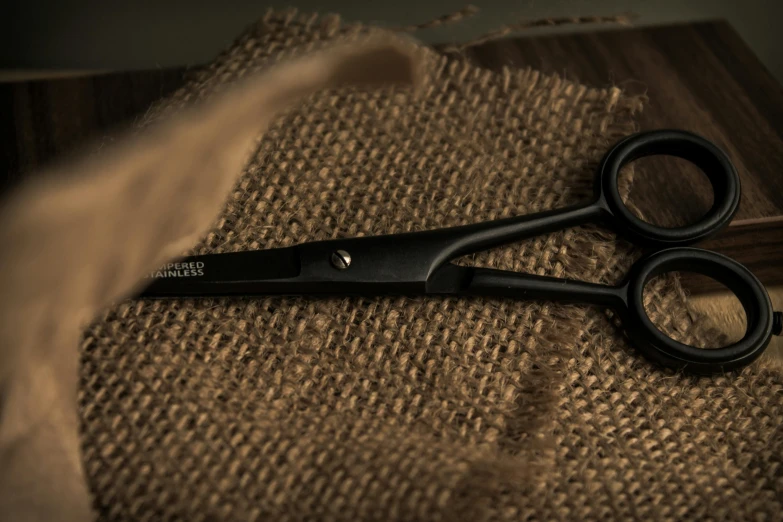 a pair of scissors is resting on a piece of cloth