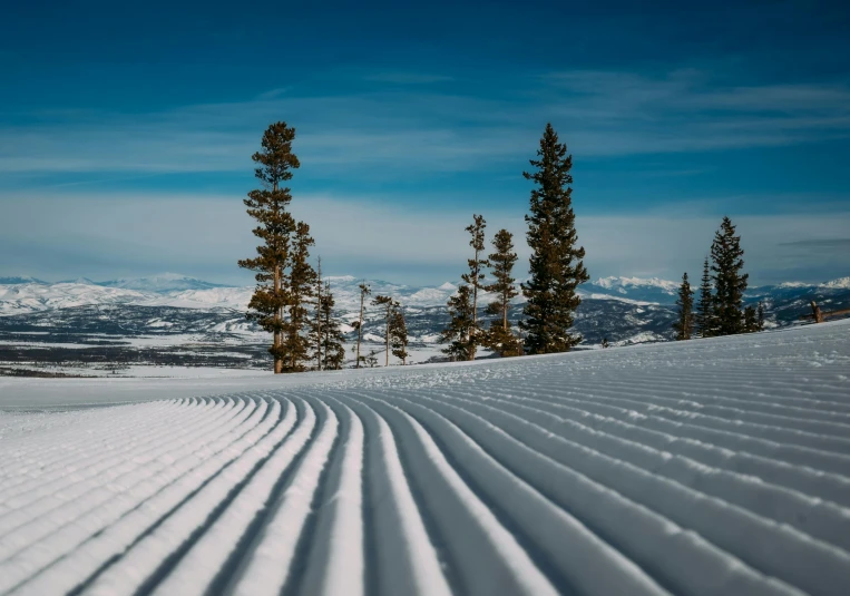 ski tracks are marked to show snowboarder