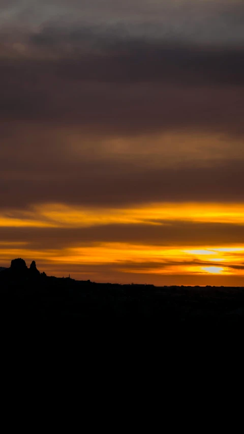 a lone bird flying in front of a sunset