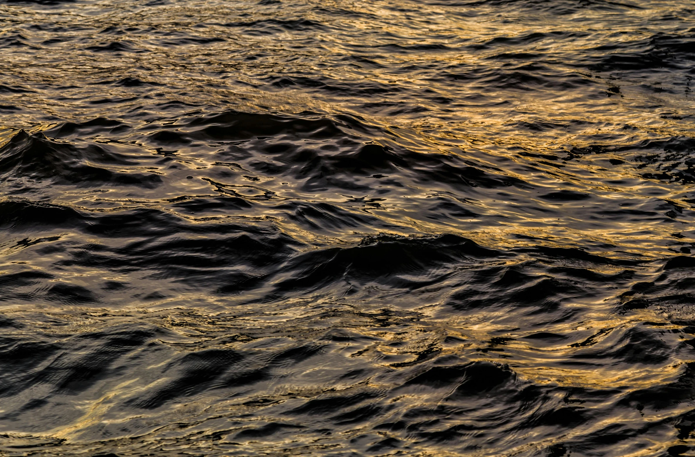 a very dark body of water with waves coming in