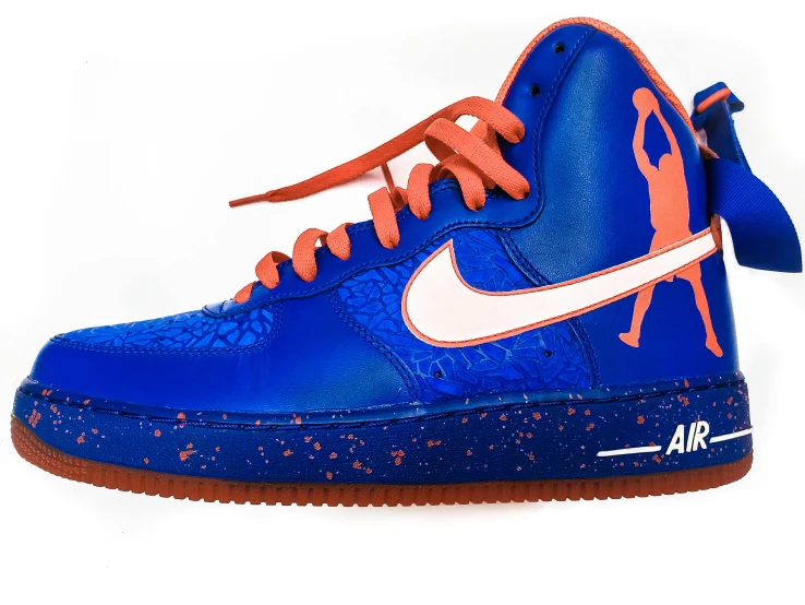 the nike air force blue with orange laces