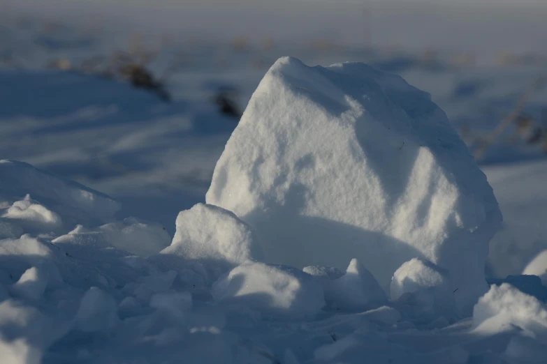 a snow bank is in the middle of the field