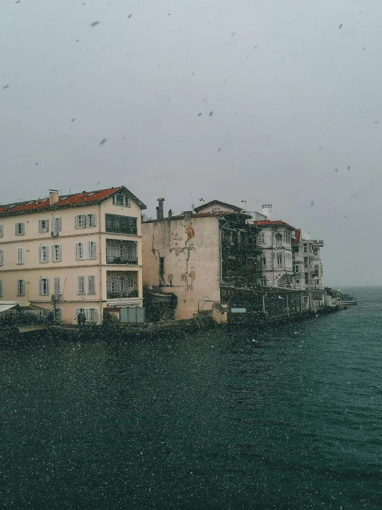 the sea front is very clear as it looks to be raining