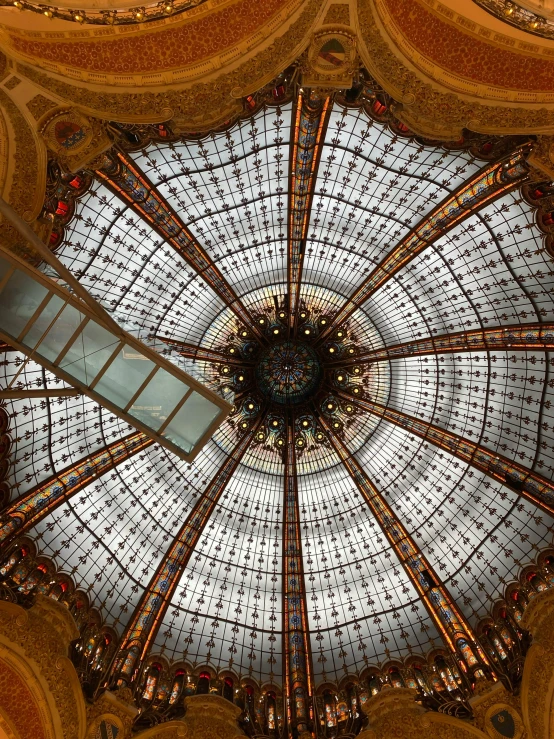 an overhead s looking up at the ceiling of a restaurant