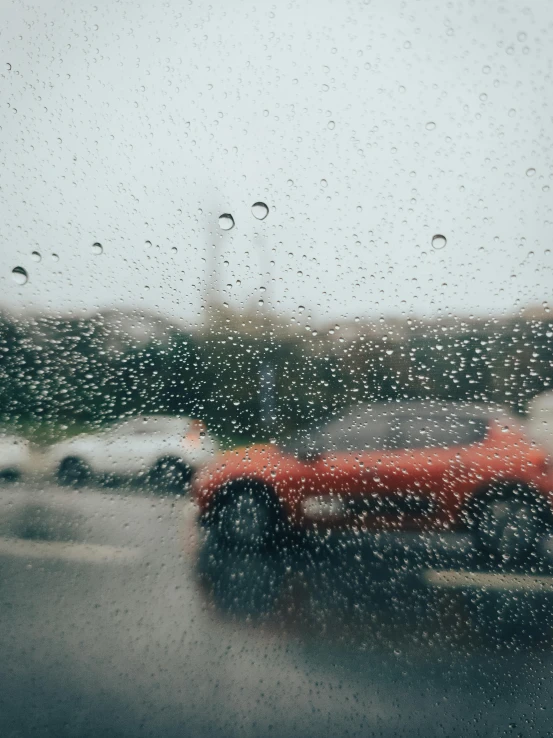 an image through a rainy window of rain