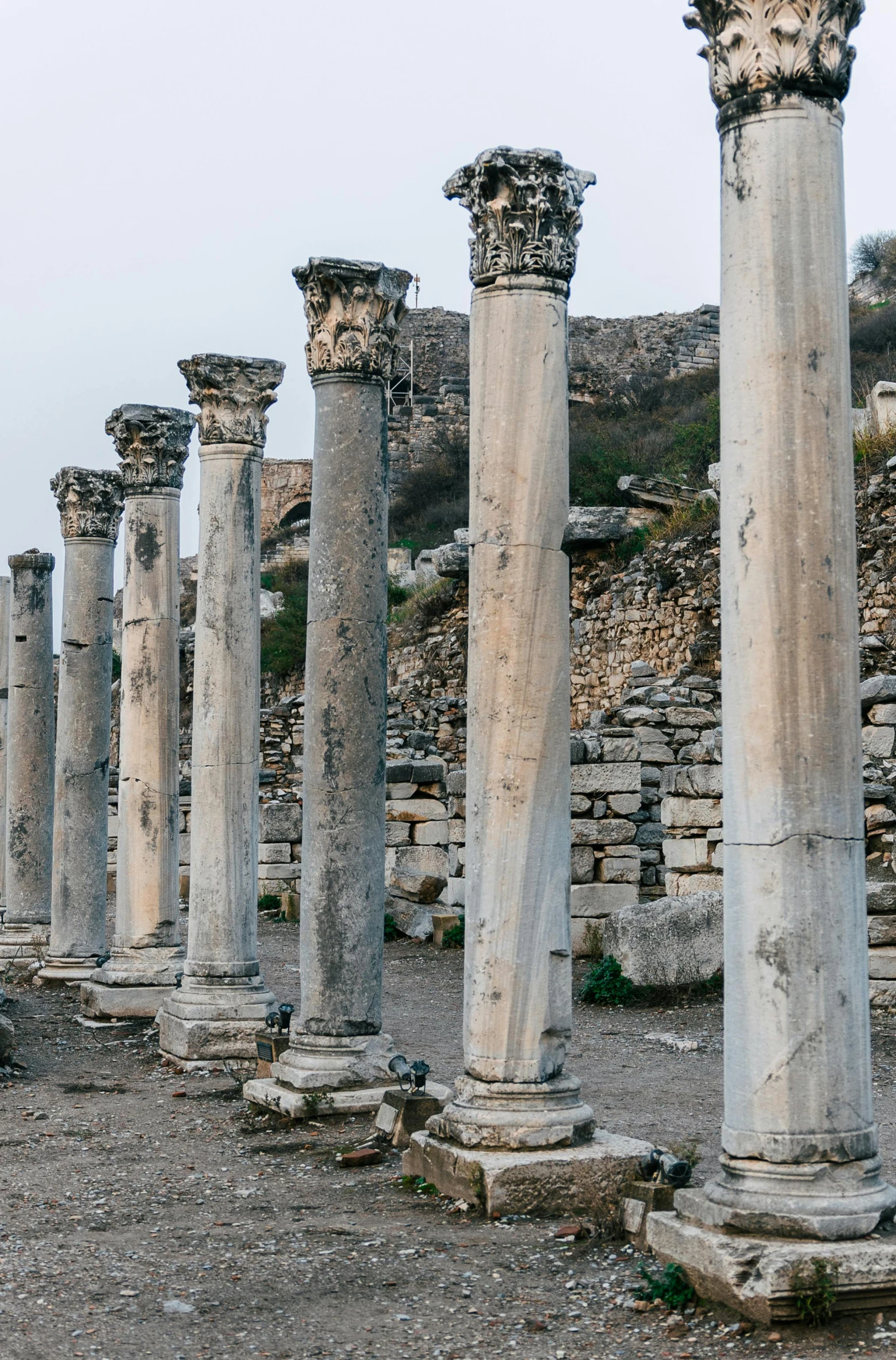 an old group of standing pillar near each other