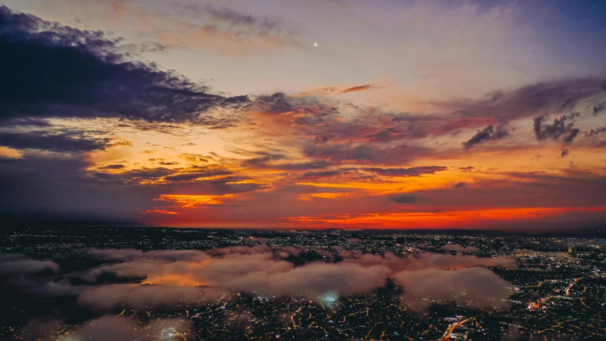 a view from an airplane over the city