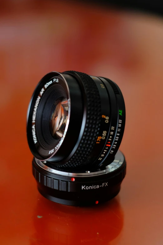 a lens sitting on top of a table