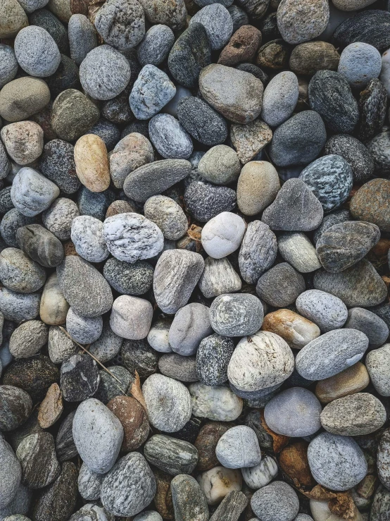 some rocks are arranged in many different colors