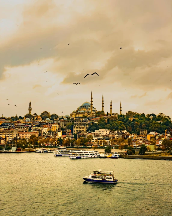 a beautiful view of a boat with lots of buildings