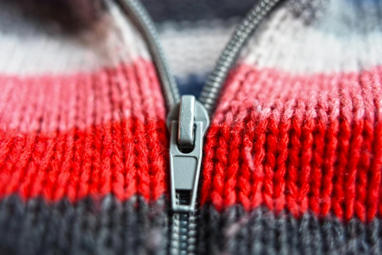 a close up of a sweater with a zipper that has a zipper opening up