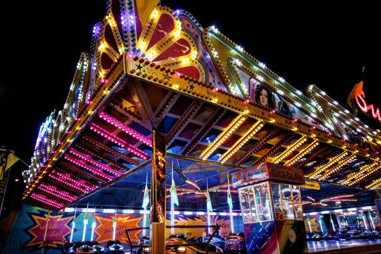 an illuminated carnival that is also in color