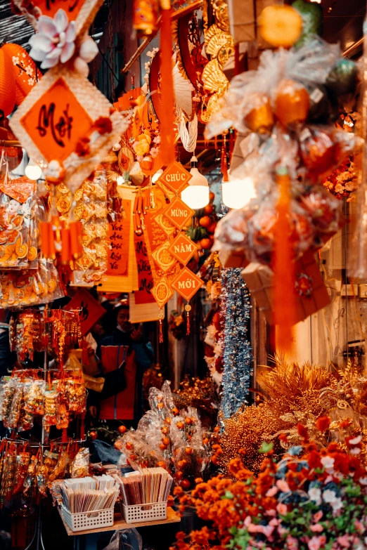 an orange store is shown filled with lots of objects