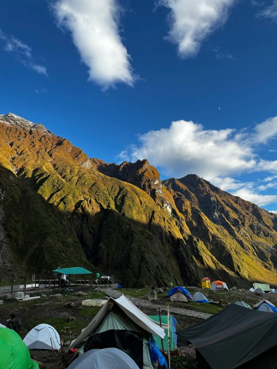 the camping is held at the base of mountains