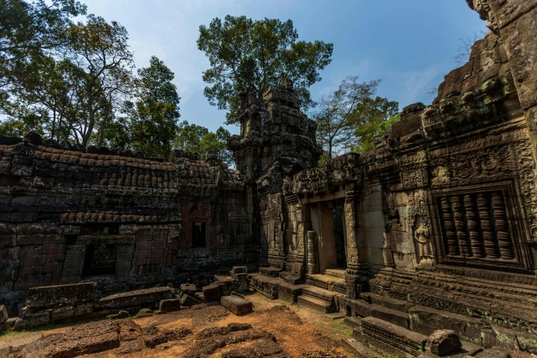 the ancient ruins have a very large column in the middle