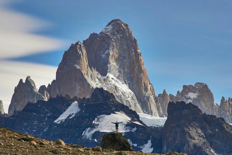 mountain range with some snowy mountains in the background