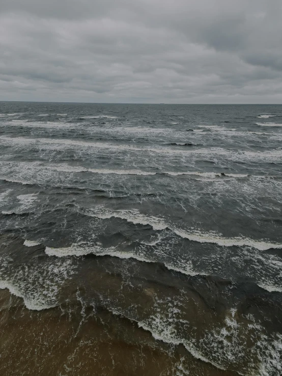 the ocean is dark gray in color and brown